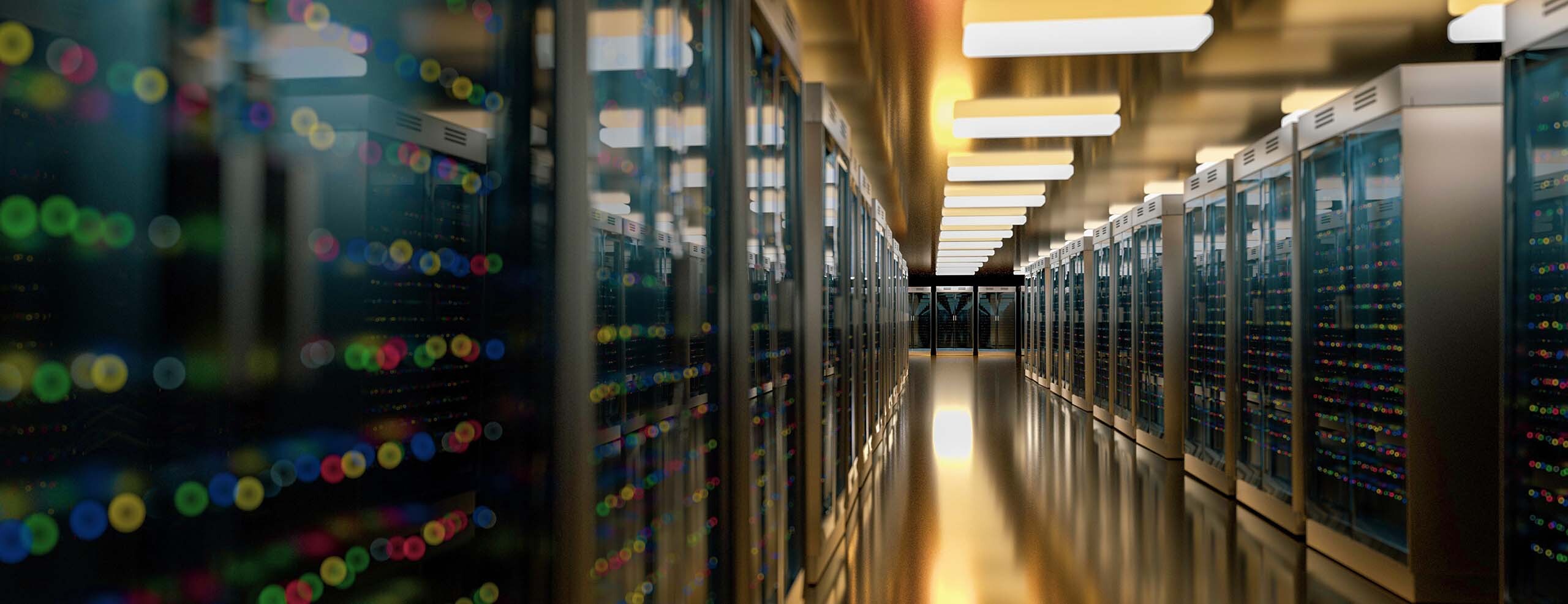 Datacenter hallway with servers