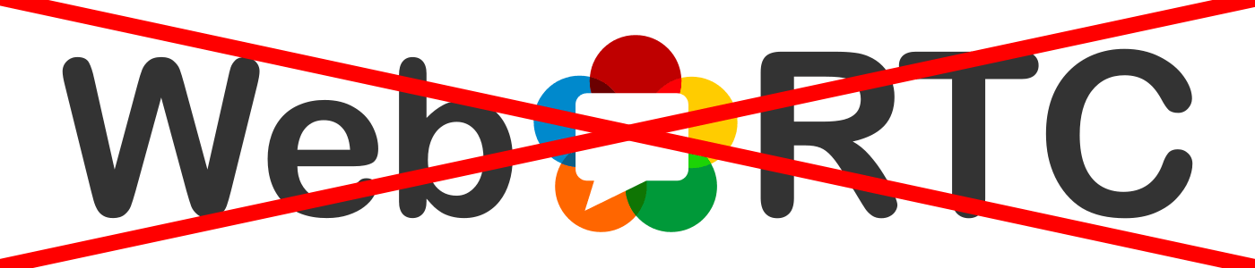 WebRTC logo with an x over it