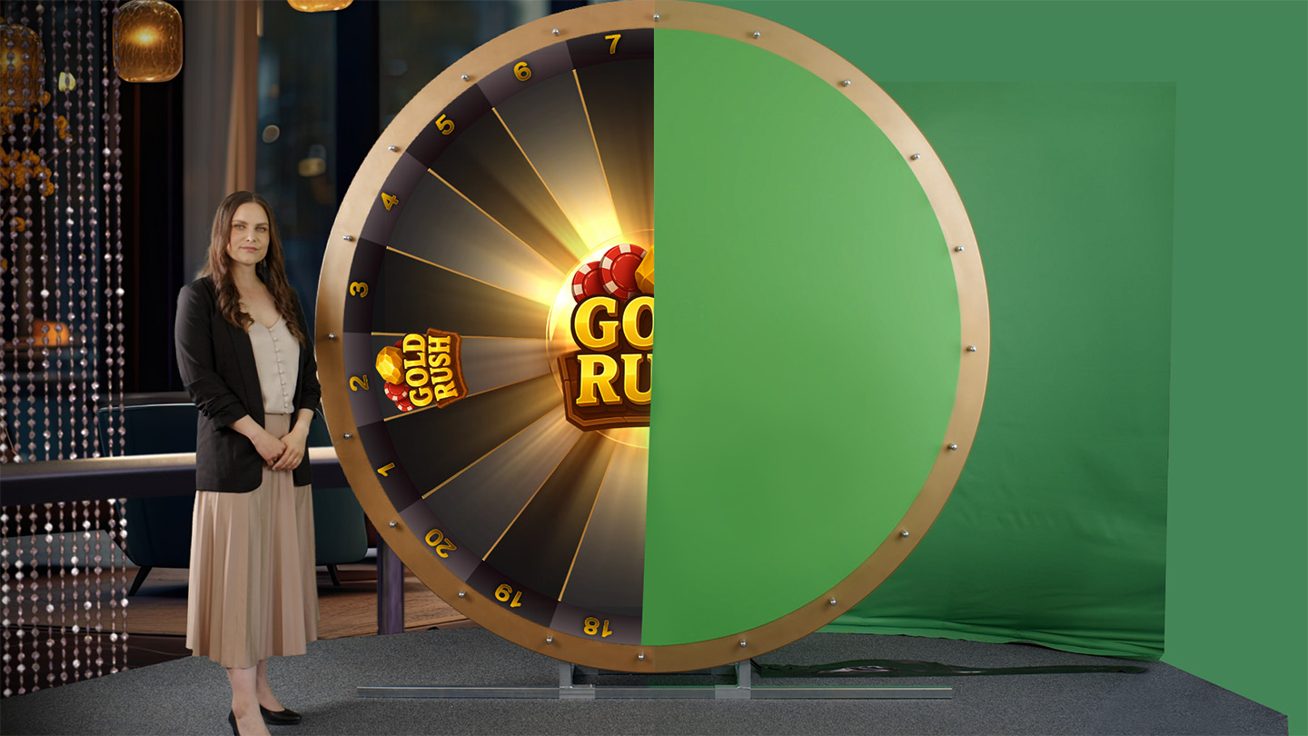 Live casino money wheel with green screen for real-time tracking